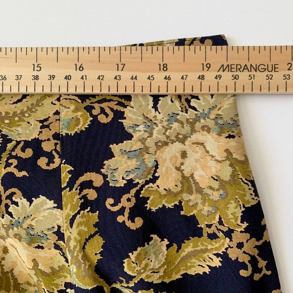 Vintage Floral Navy Button Up Skirt Smock Academia Prep Coastal Cowgirl Western - Picture 14 of 15